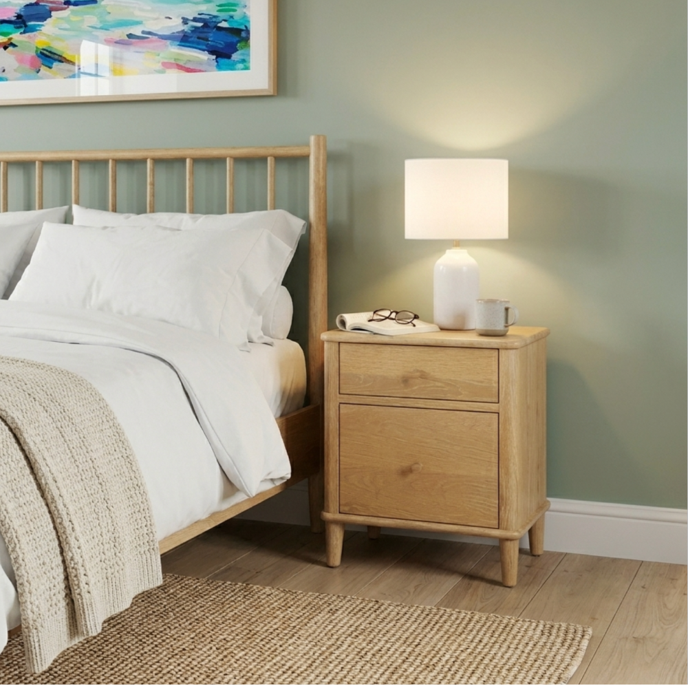 Willow washed oak 2 drawer bedside