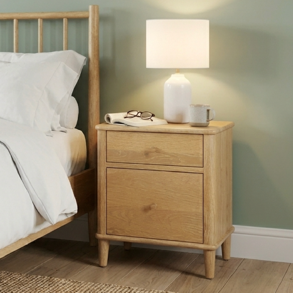 Willow washed oak 2 drawer bedside