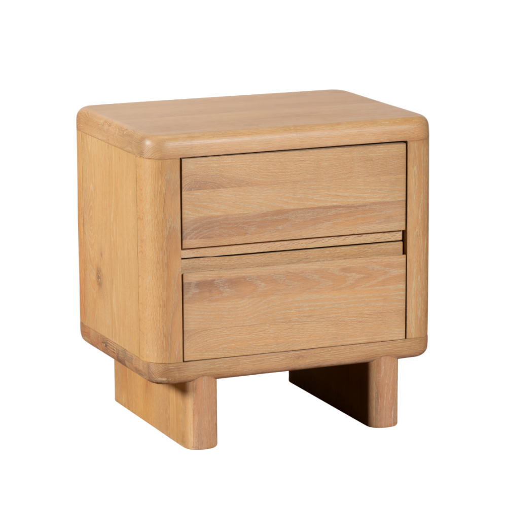 Flynn Washed oak 2 Drawer Bedside