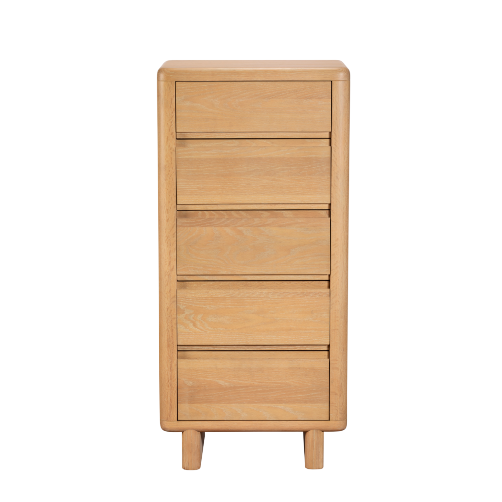 Flynn Washed oak 5 drawer tall chest