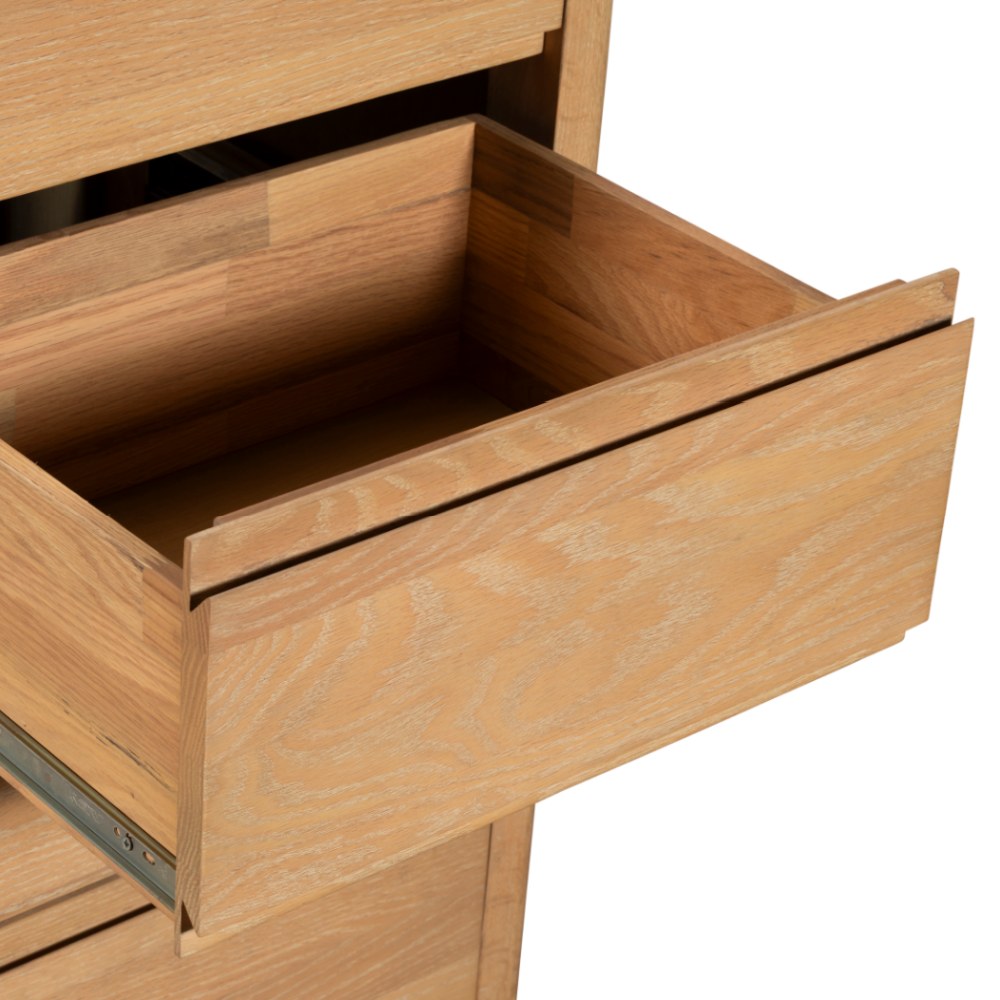 Flynn Washed oak 5 drawer tall chest