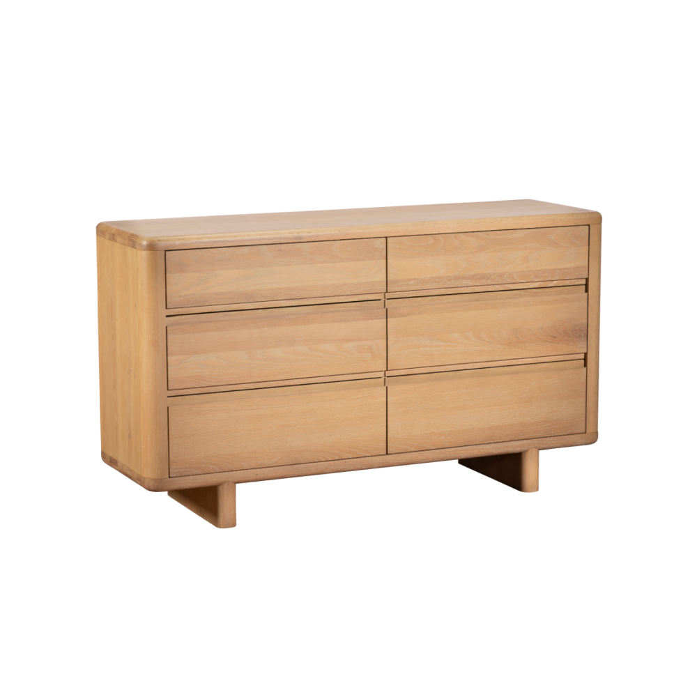 Flynn Washed oak 6 drawer wide chest