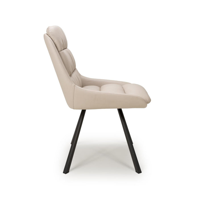 Kensington Deluxe Swivel Leather Effect Ivory Dining Chair