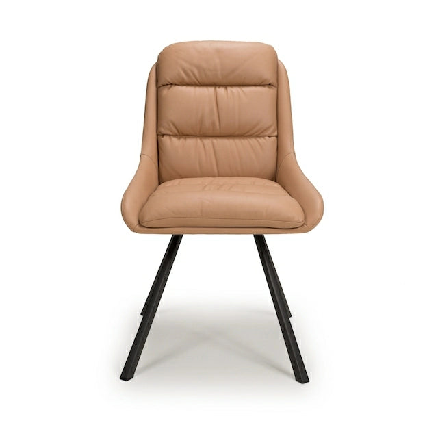Kensington Deluxe Swivel Leather Effect Tan Dining Chair