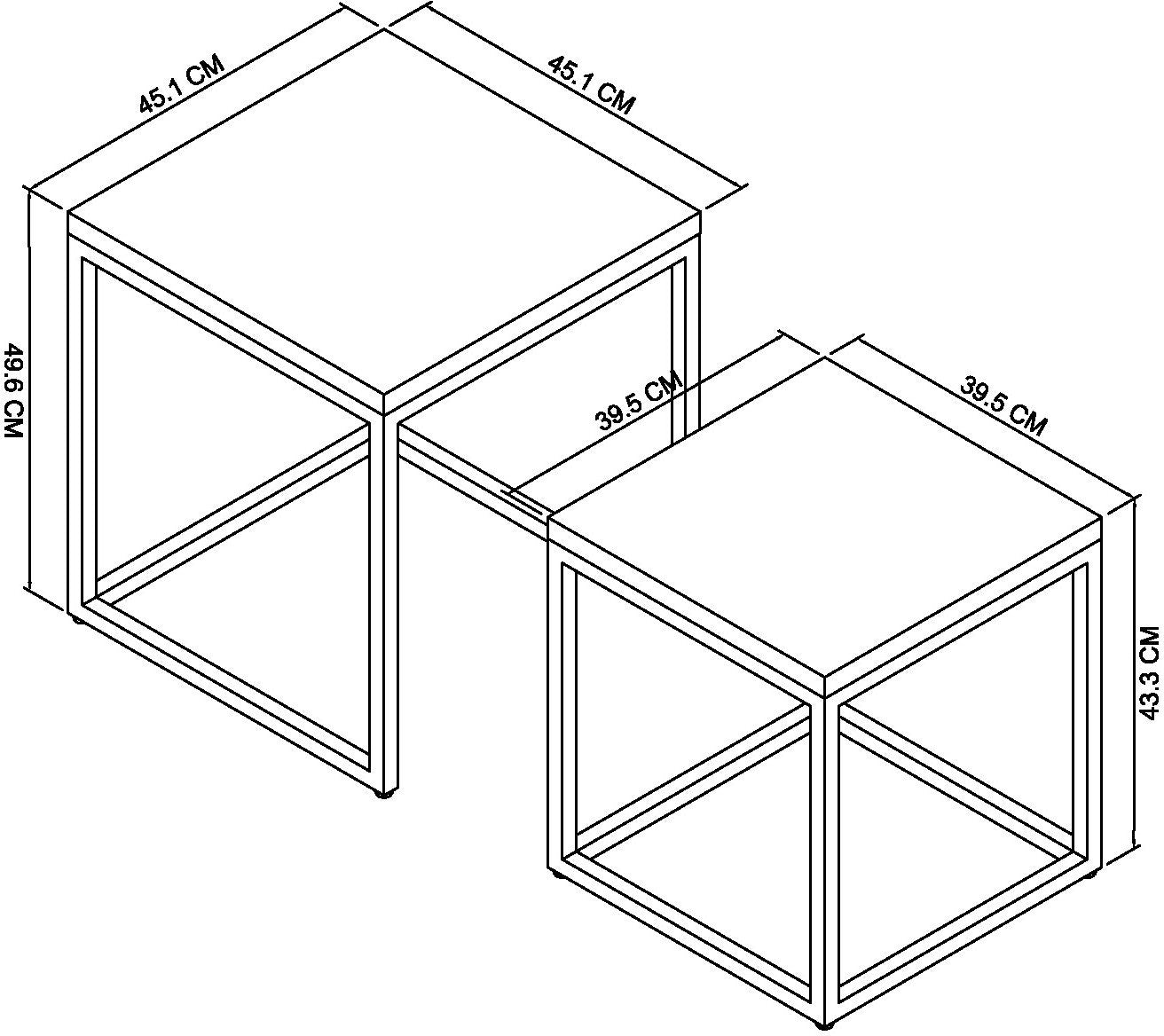 Renzo Zinc & Dark Grey Nest Of Lamp Tables