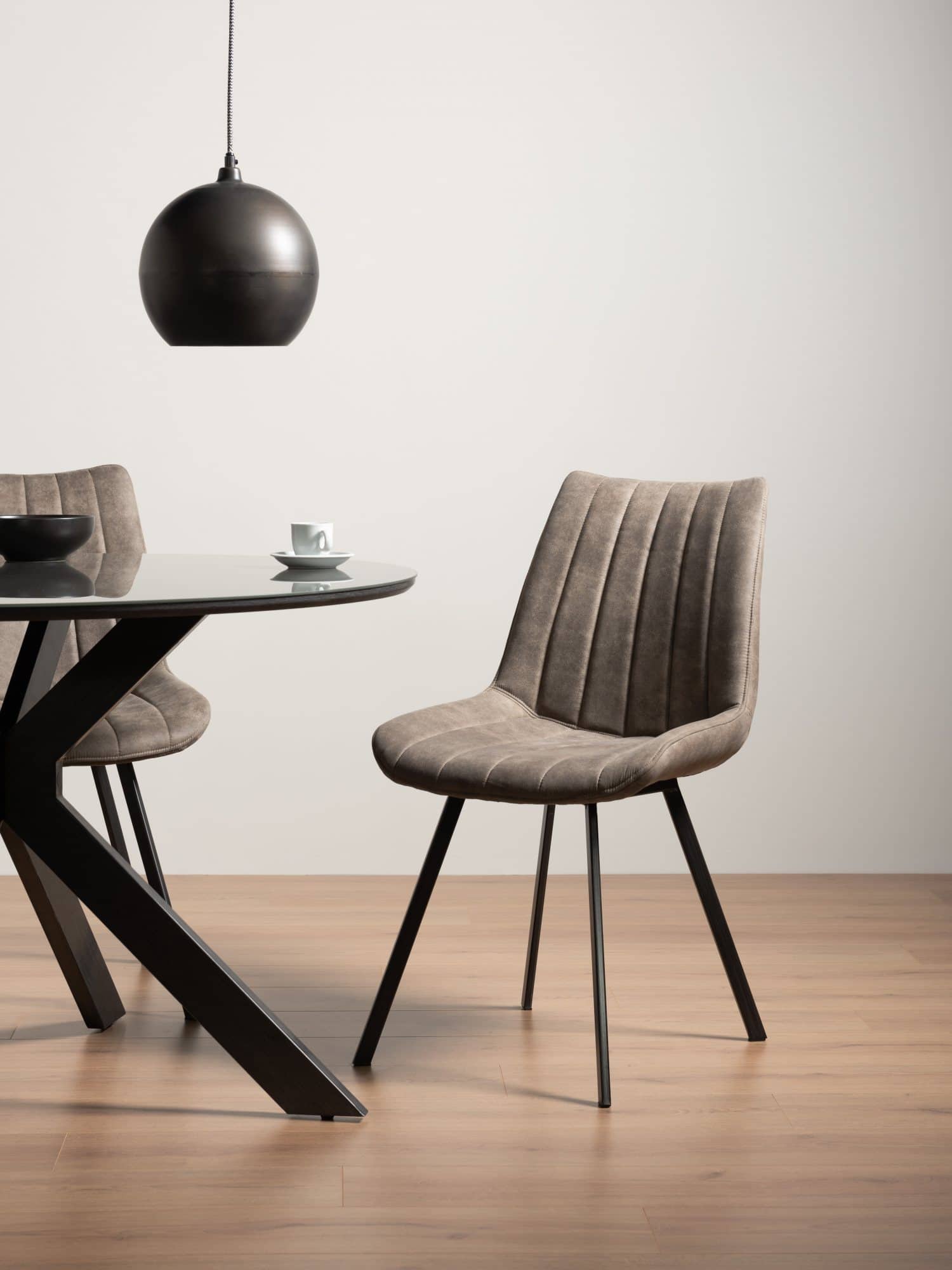 Fontana -  Velvet Fabric Chairs  Black Powder Coated Legs (5 Colour Option)