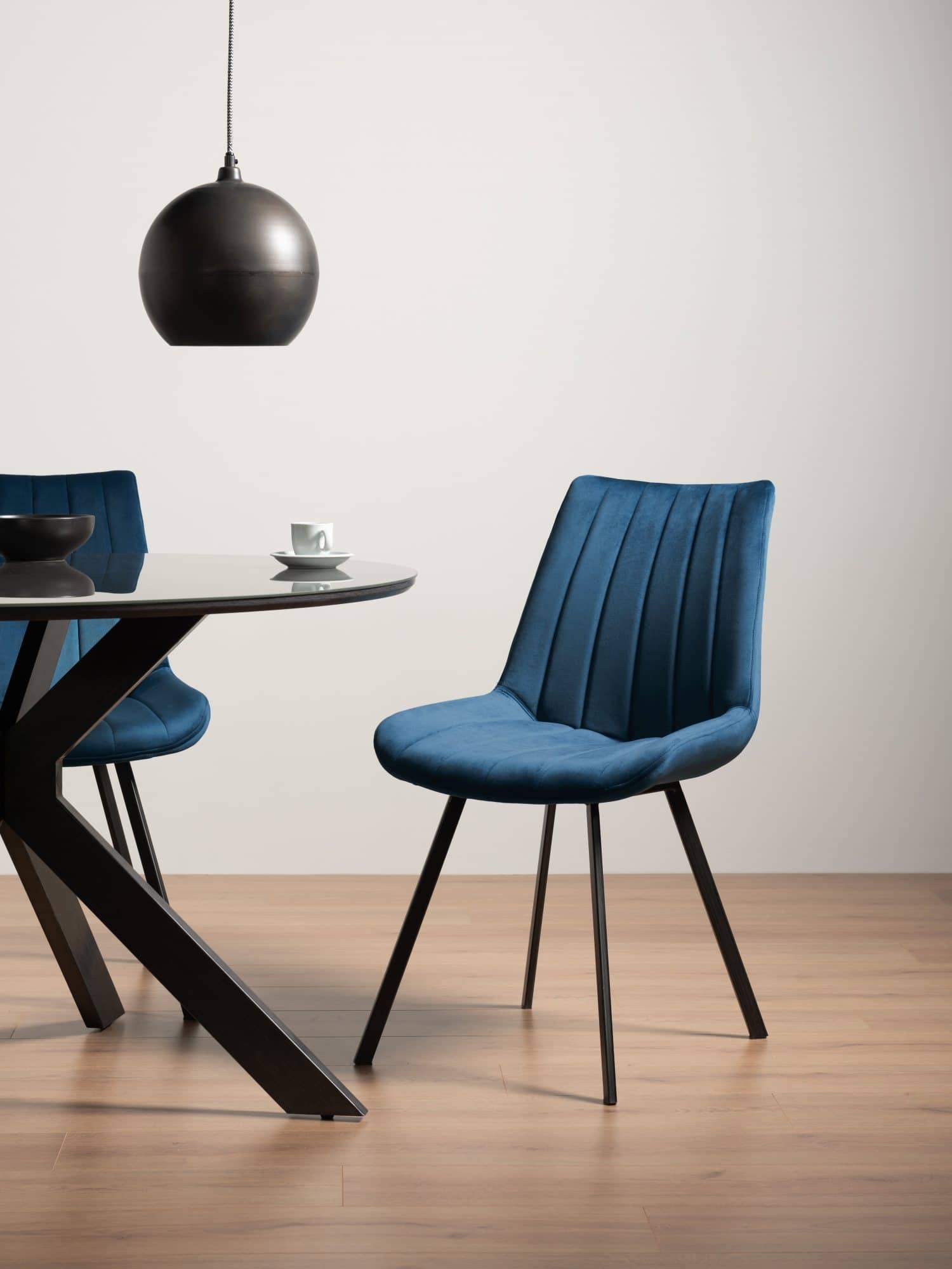 Fontana -  Velvet Fabric Chairs  Black Powder Coated Legs (5 Colour Option)