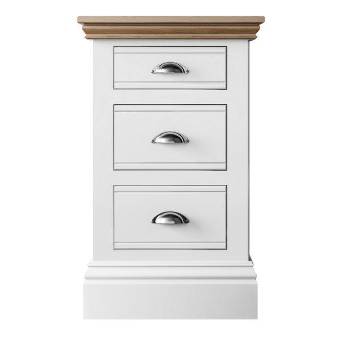 New England Painted 3 Drawer Bedside