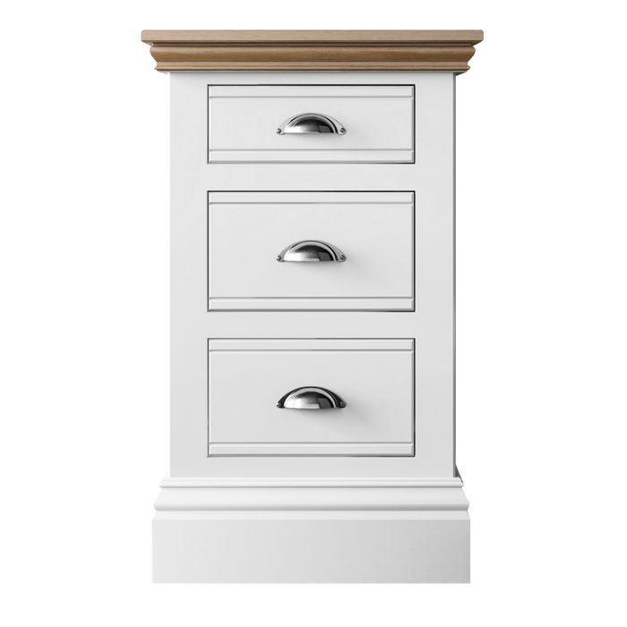 New England Painted 3 Drawer Bedside