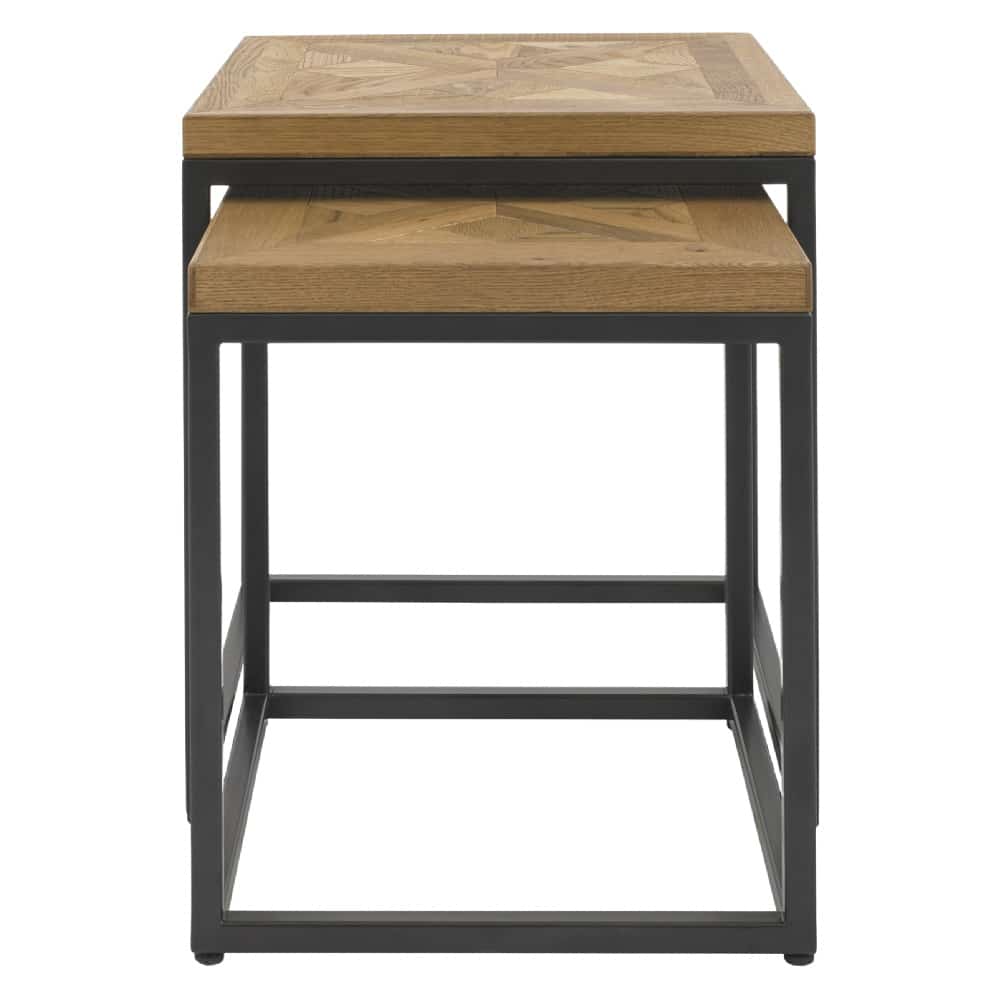 Indus Rustic Oak Nest Of Tables