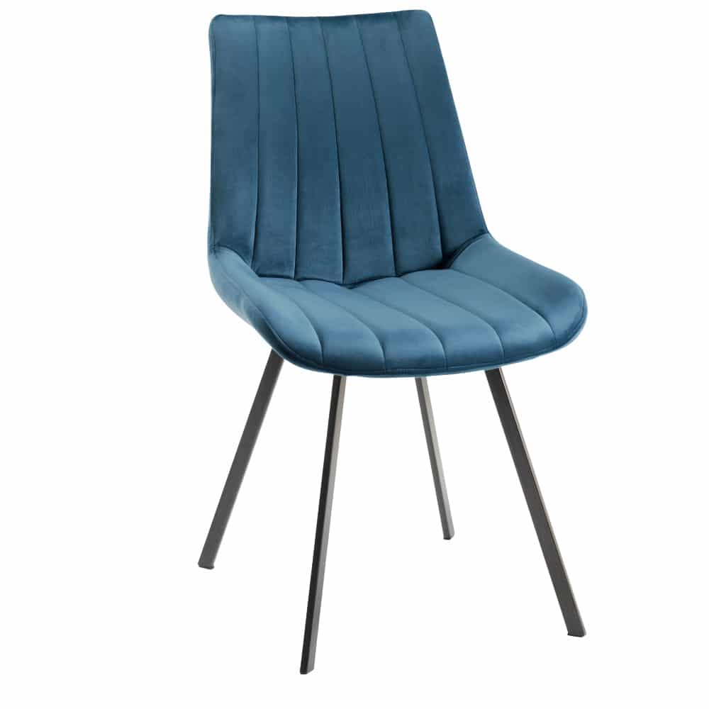 Fontana -  Velvet Fabric Chairs  Black Powder Coated Legs (5 Colour Option)