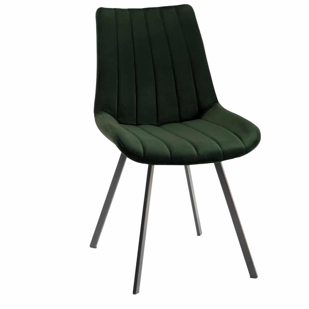 Fontana -  Velvet Fabric Chairs  Black Powder Coated Legs (5 Colour Option)