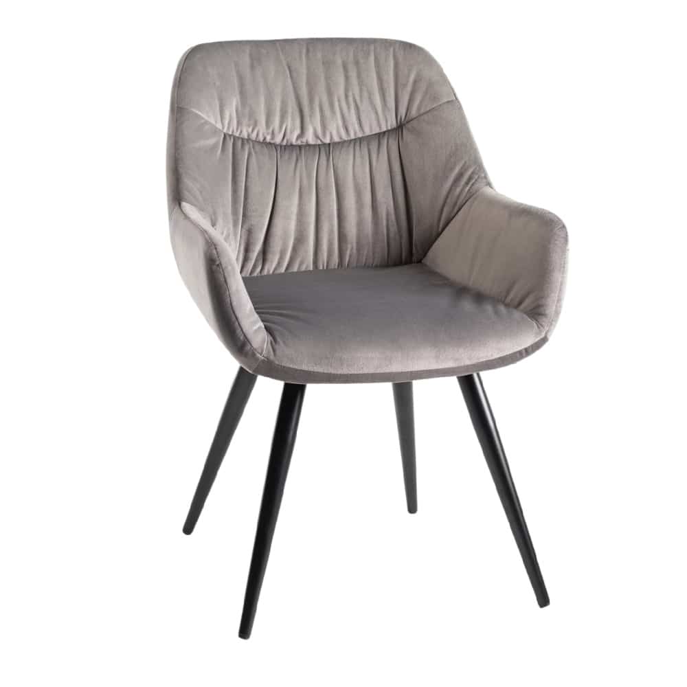 Dali - Velvet Fabric Chairs with Sand Black Powder Coated Legs (3 Colour options)