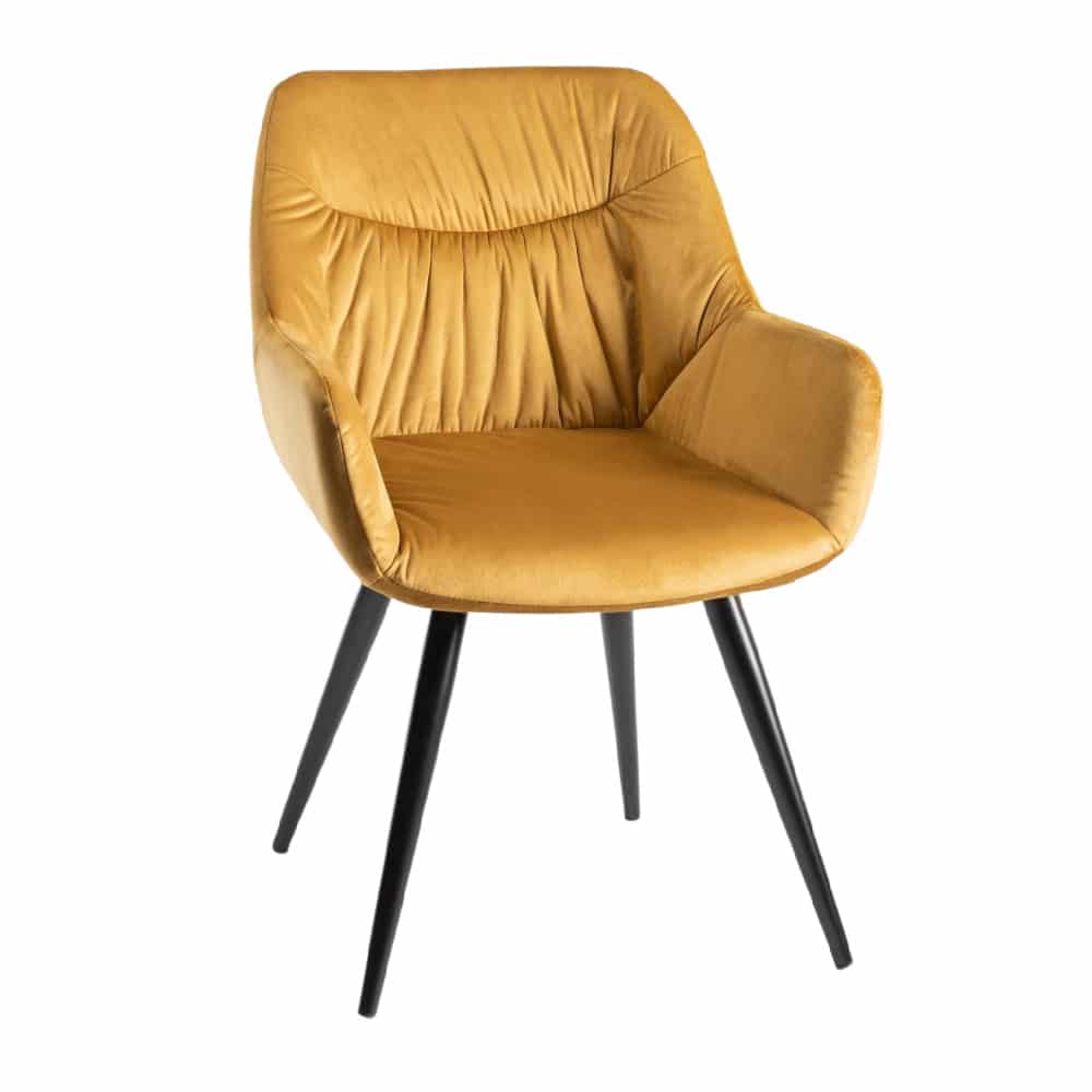 Dali - Velvet Fabric Chairs with Sand Black Powder Coated Legs (3 Colour options)