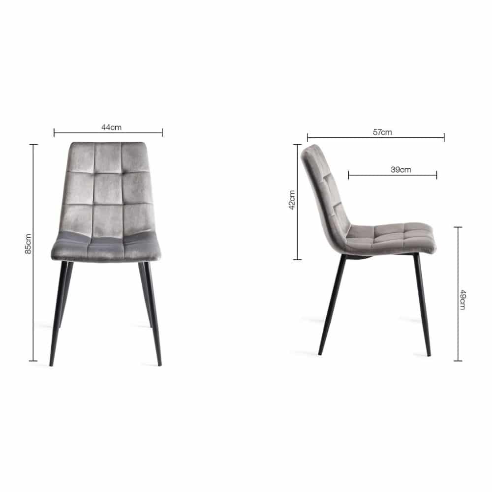 Mondrian Velvet Fabric Chairs with Sand Black Powder Coated Legs (4 Colour options)