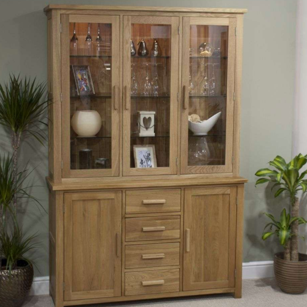 Opus Solid Oak Large Glazed Dresser