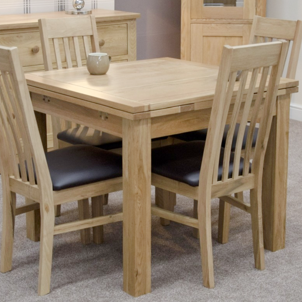 Opus Solid Oak Small Draw Leaf Extending Dining Table