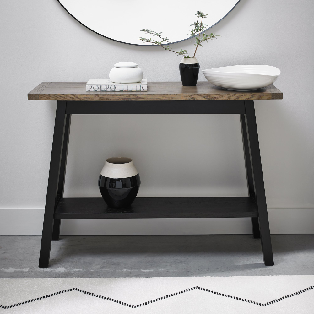 Camden Weathered Oak & Peppercorn Console /hall Table
