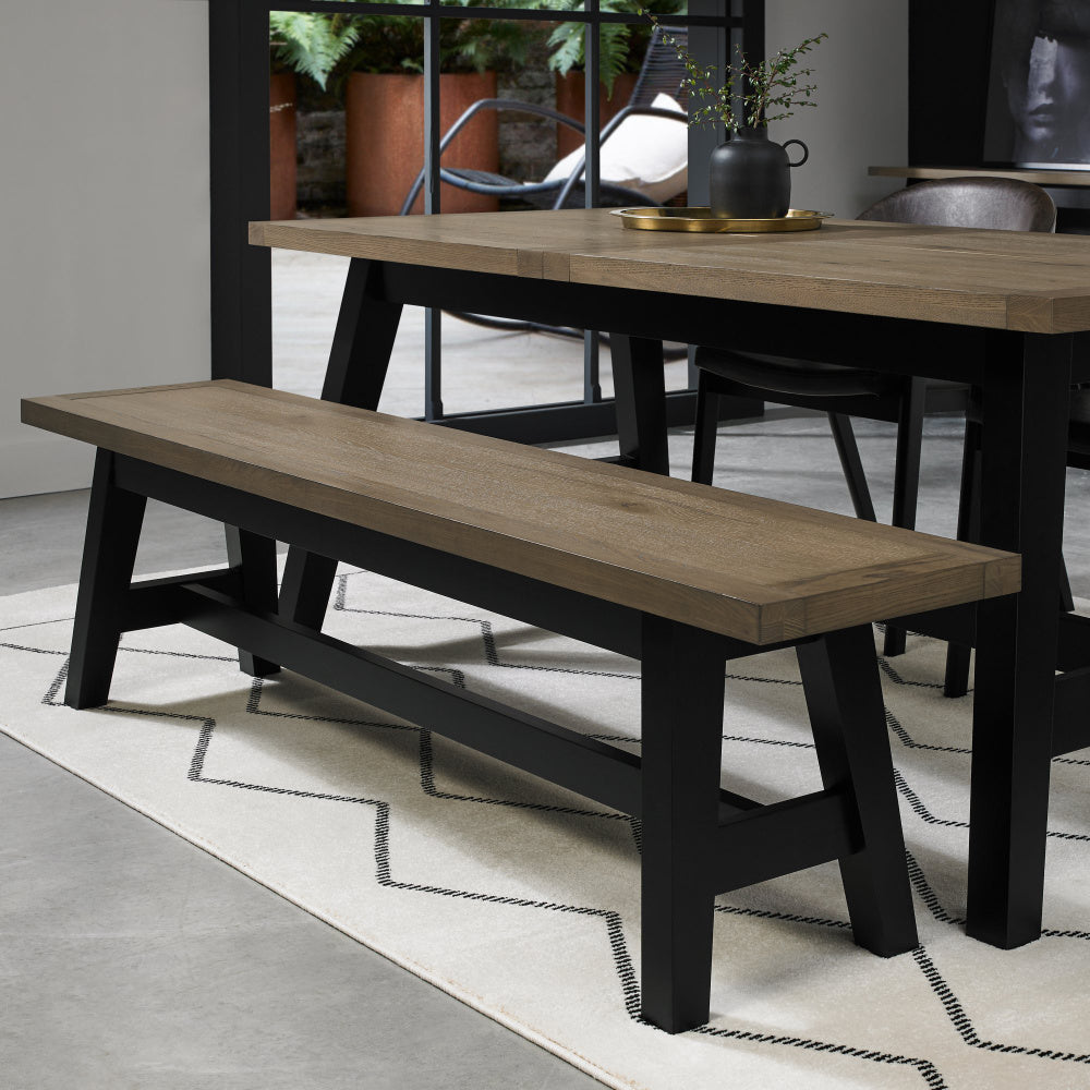 Camden Weathered Oak & Peppercorn Small Bench