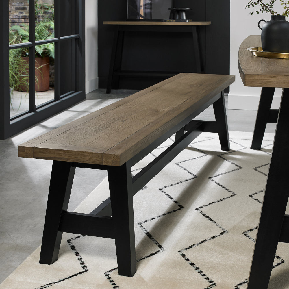 Camden Weathered Oak & Peppercorn large Bench