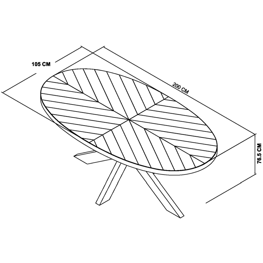Ellipse Rustic Oak 6 Seater Dining Table