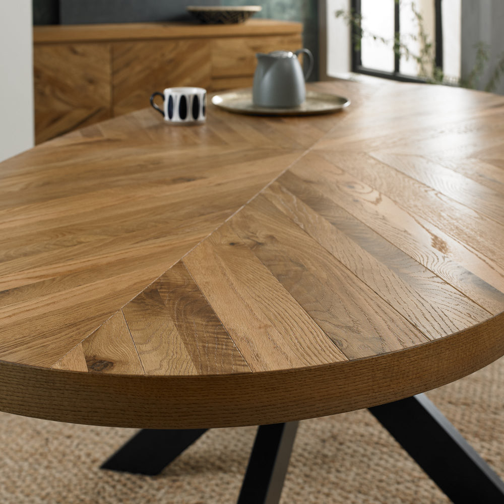 Ellipse Rustic Oak 8 Seater Dining Table