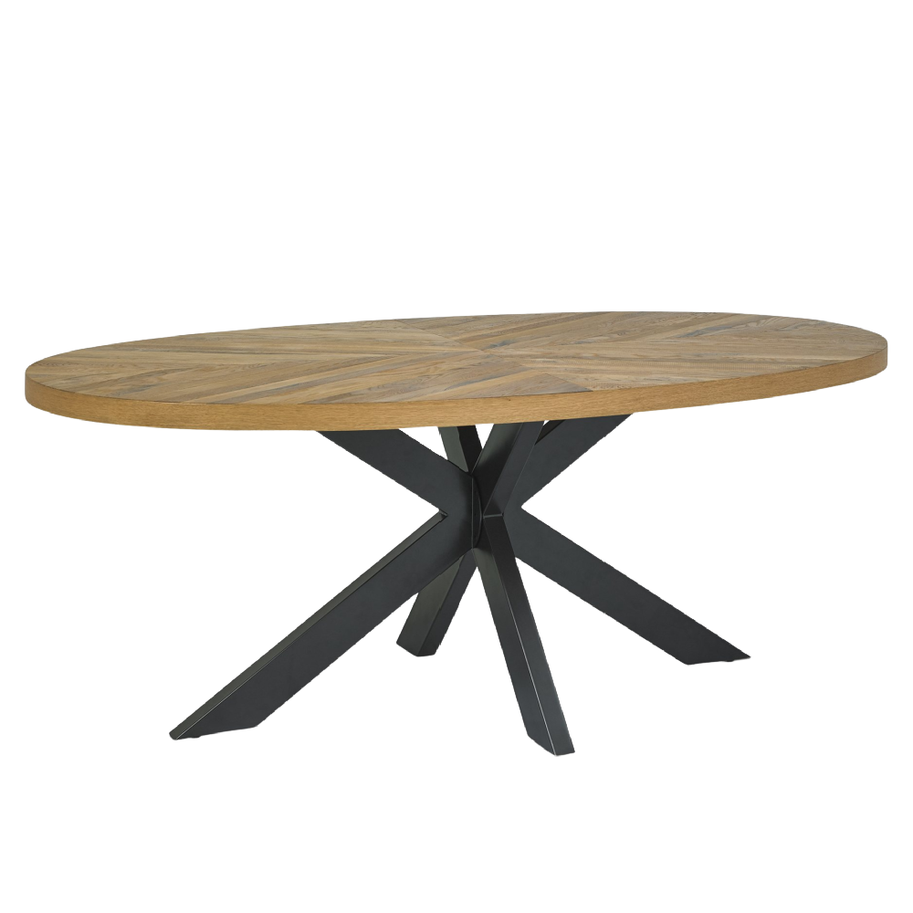 Ellipse Rustic Oak 6 Seater Dining Table