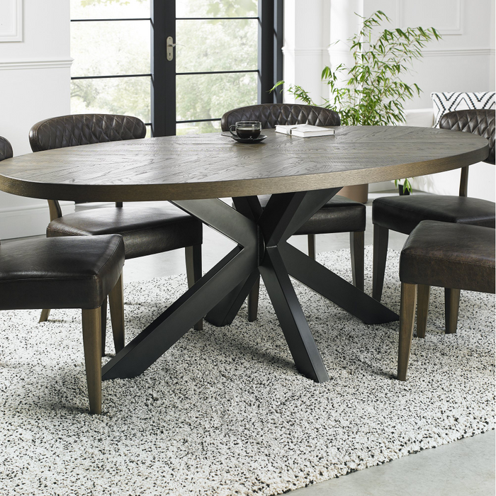 Ellipse Rustic Oak 6 Seater Dining Table