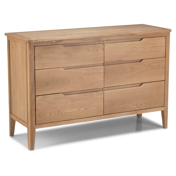 Helsinki oak 6 drawer wide chest