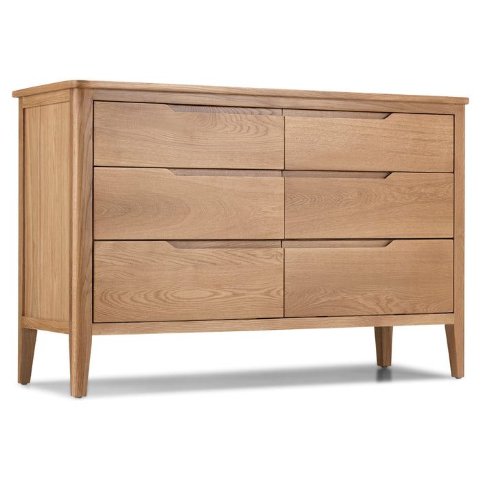 Helsinki oak 6 drawer wide chest