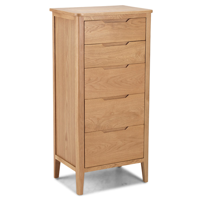 Helsinki oak 5 drawer wellington chest