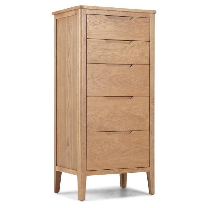 Helsinki oak 5 drawer wellington chest