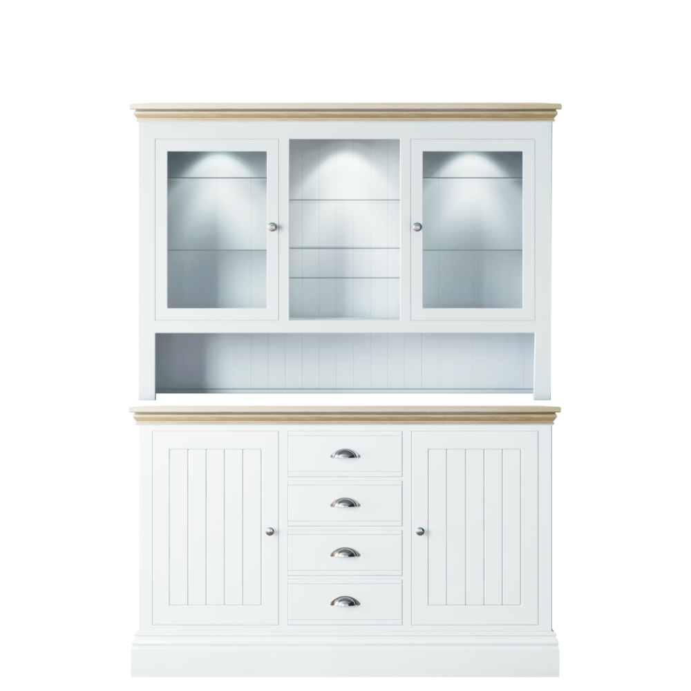 New England Medium Deluxe Glazed Dresser Complete