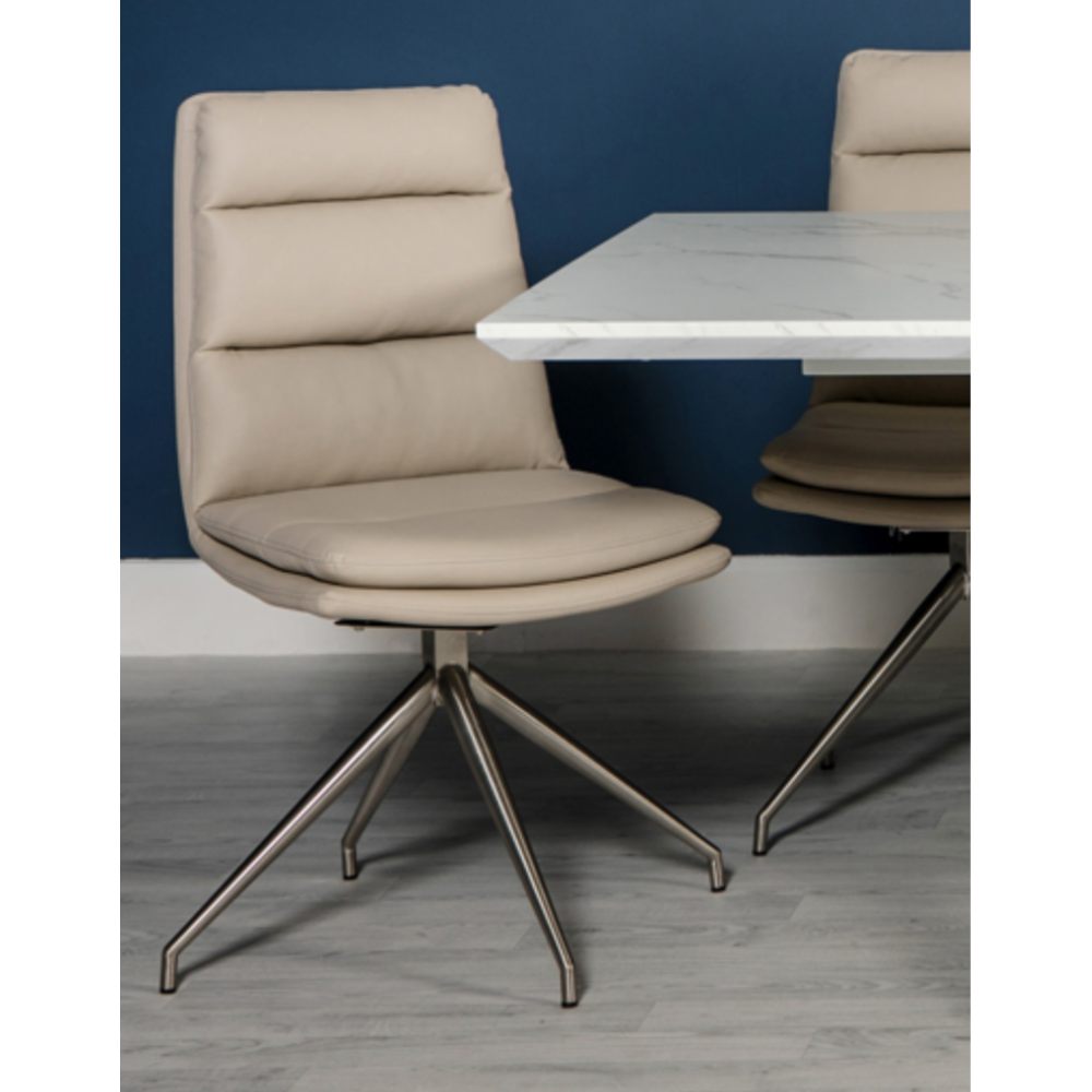Nobo Swivel Chair Taupe – Brushed Steel Legs