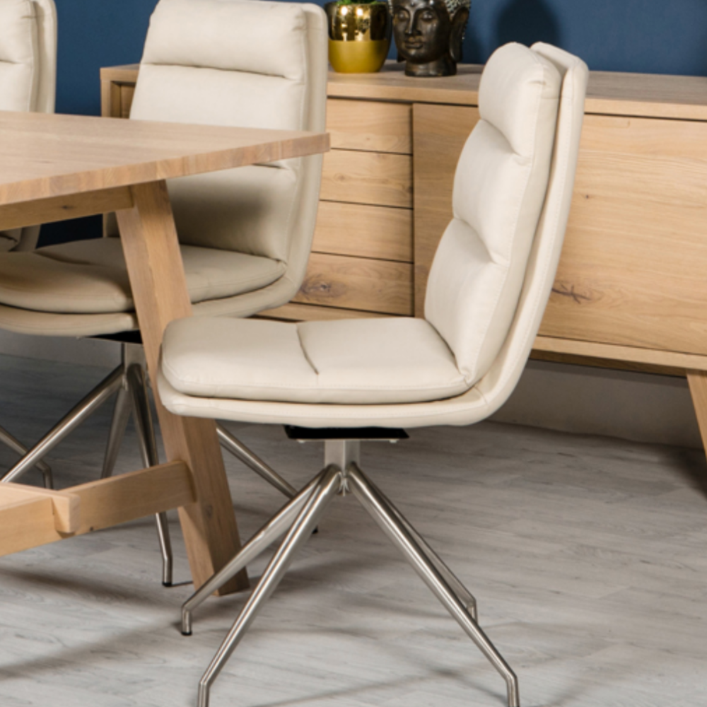 Nobo Swivel Chair Taupe – Brushed Steel Legs
