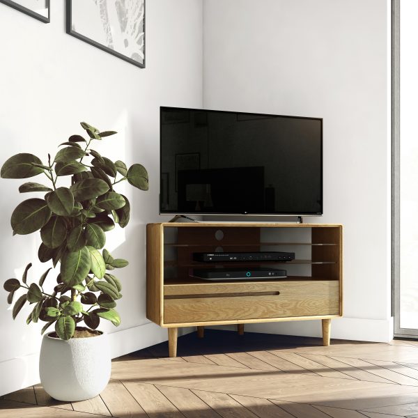 Homestyle GB Scandic Oak Corner TV Cabinet Stand