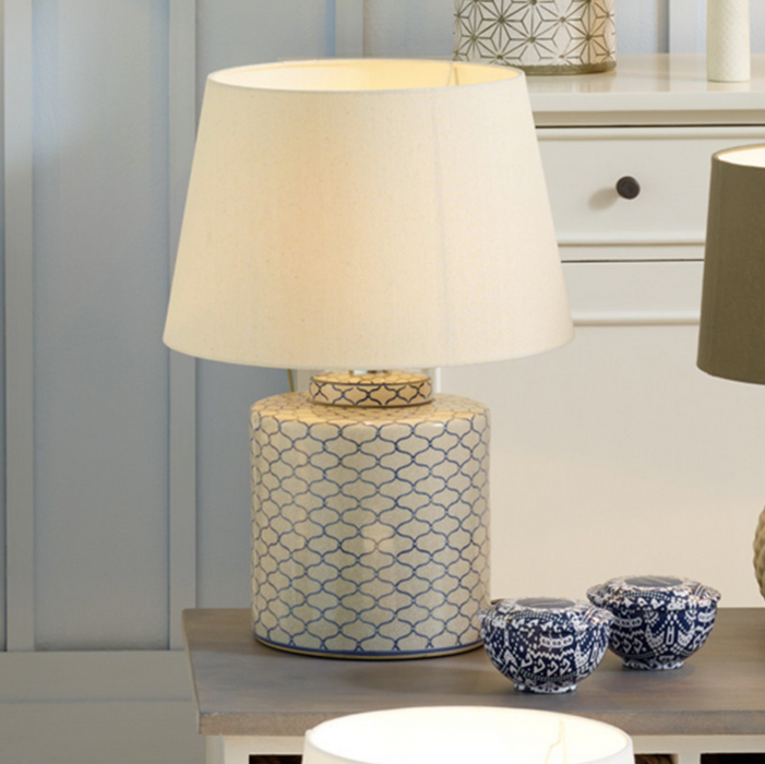 Demetri Grey and Blue Detail Ceramic Table Lamp