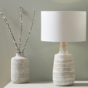 Dambula Grey Wash Wood Textured Tall Neck Table Lamp