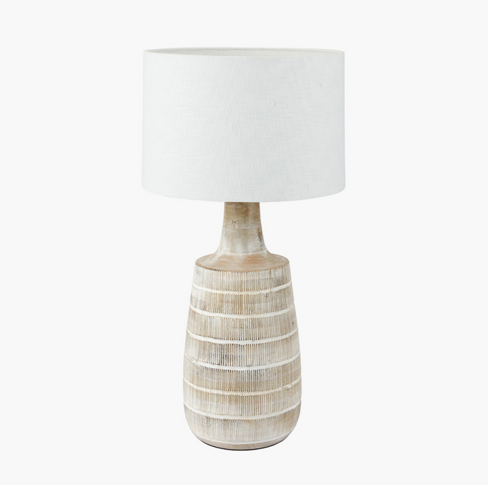 Dambula Grey Wash Wood Textured Tall Neck Table Lamp