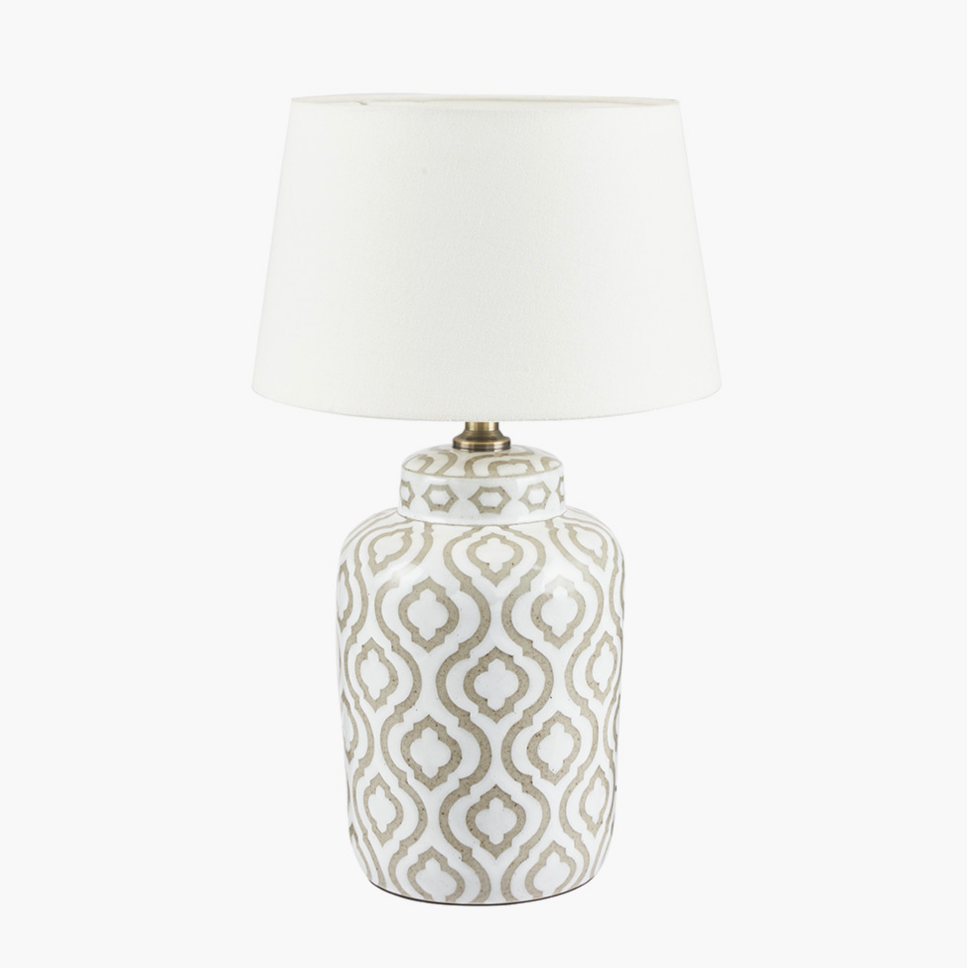 Celia Taupe and White Pattern Ceramic Table Lamp