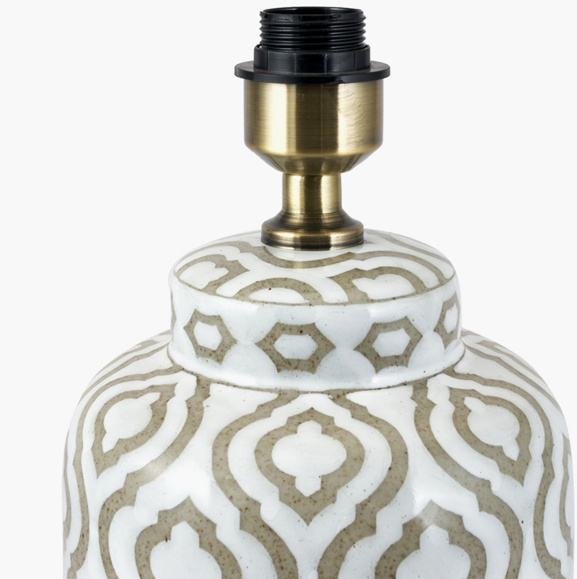 Celia Taupe and White Pattern Ceramic Table Lamp