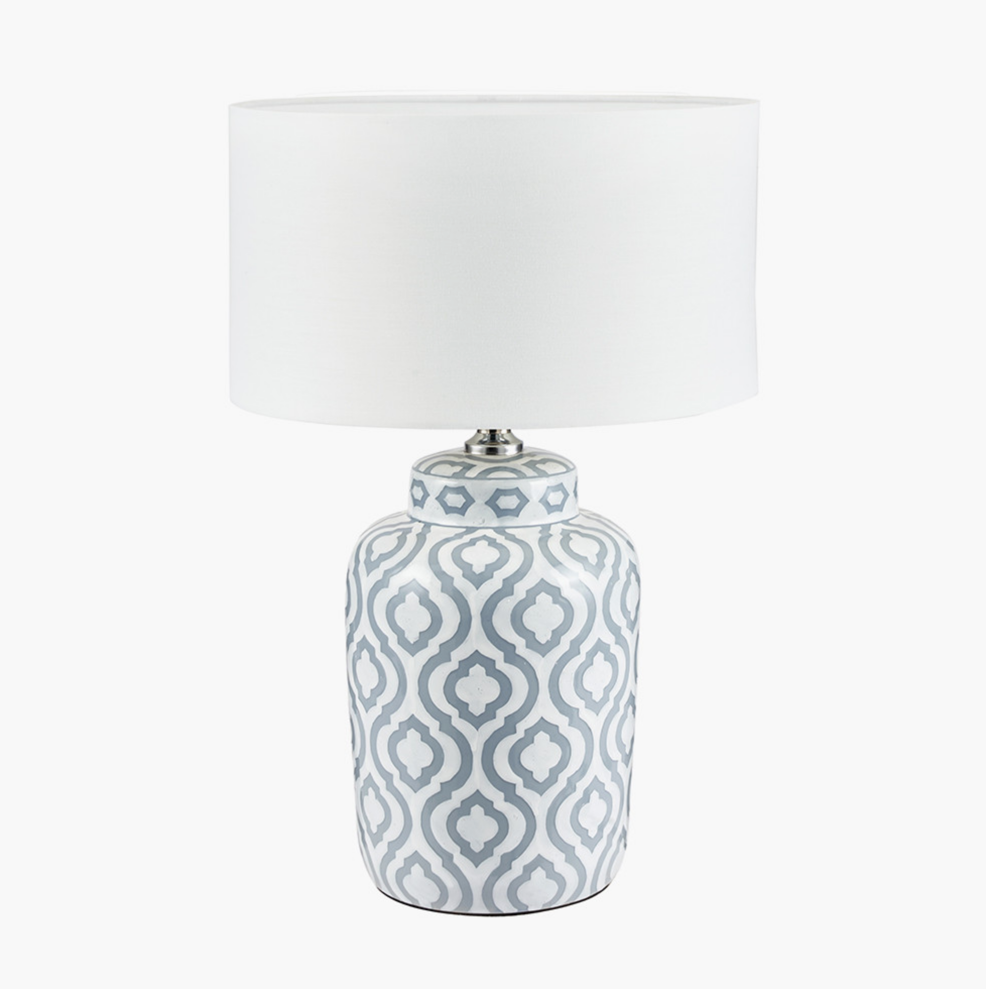 Celia Grey and White Pattern Ceramic Table Lamp