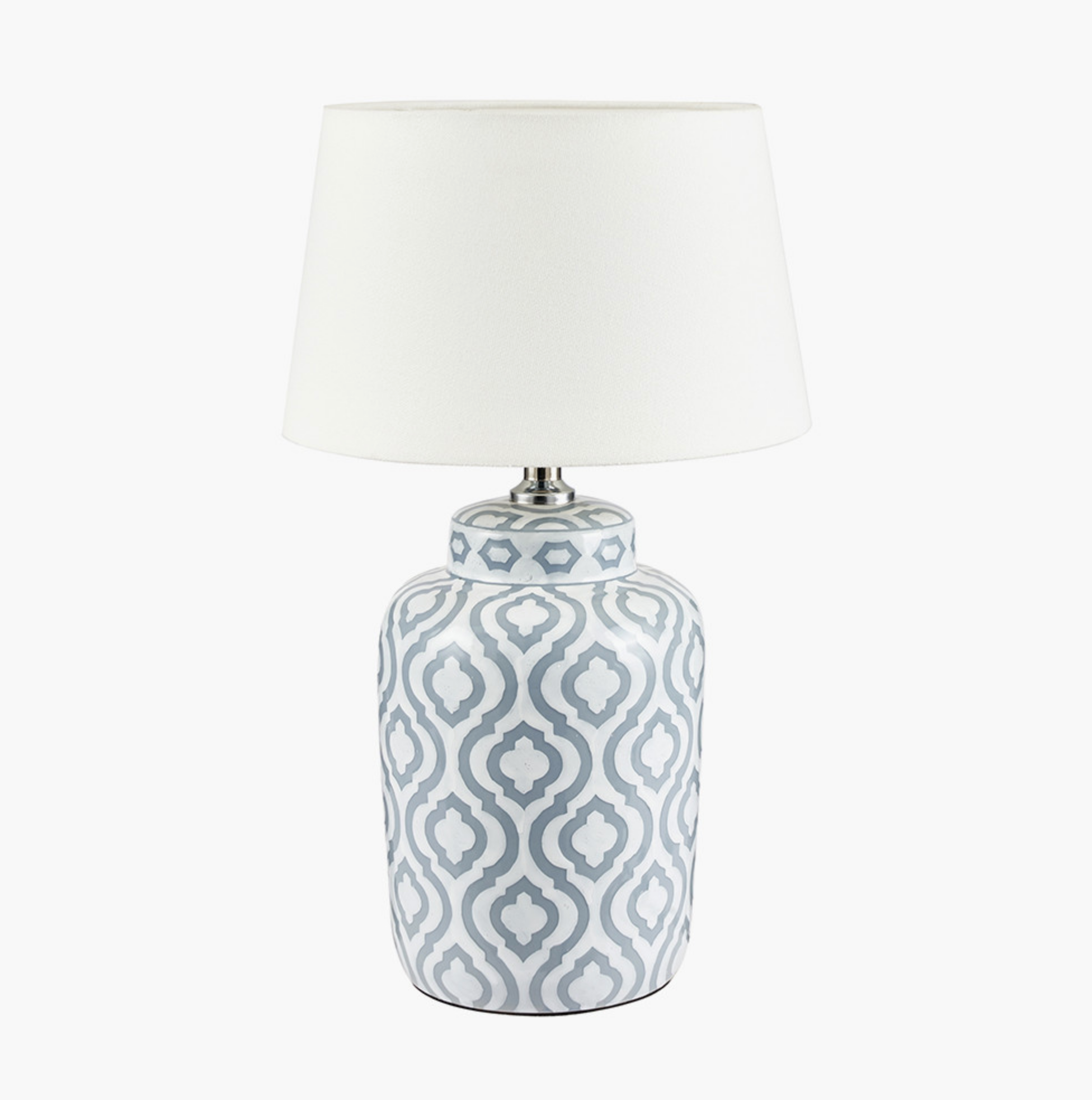 Celia Grey and White Pattern Ceramic Table Lamp