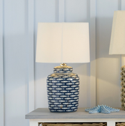 Schoal Blue and White Fish Detail Ceramic Table Lamp