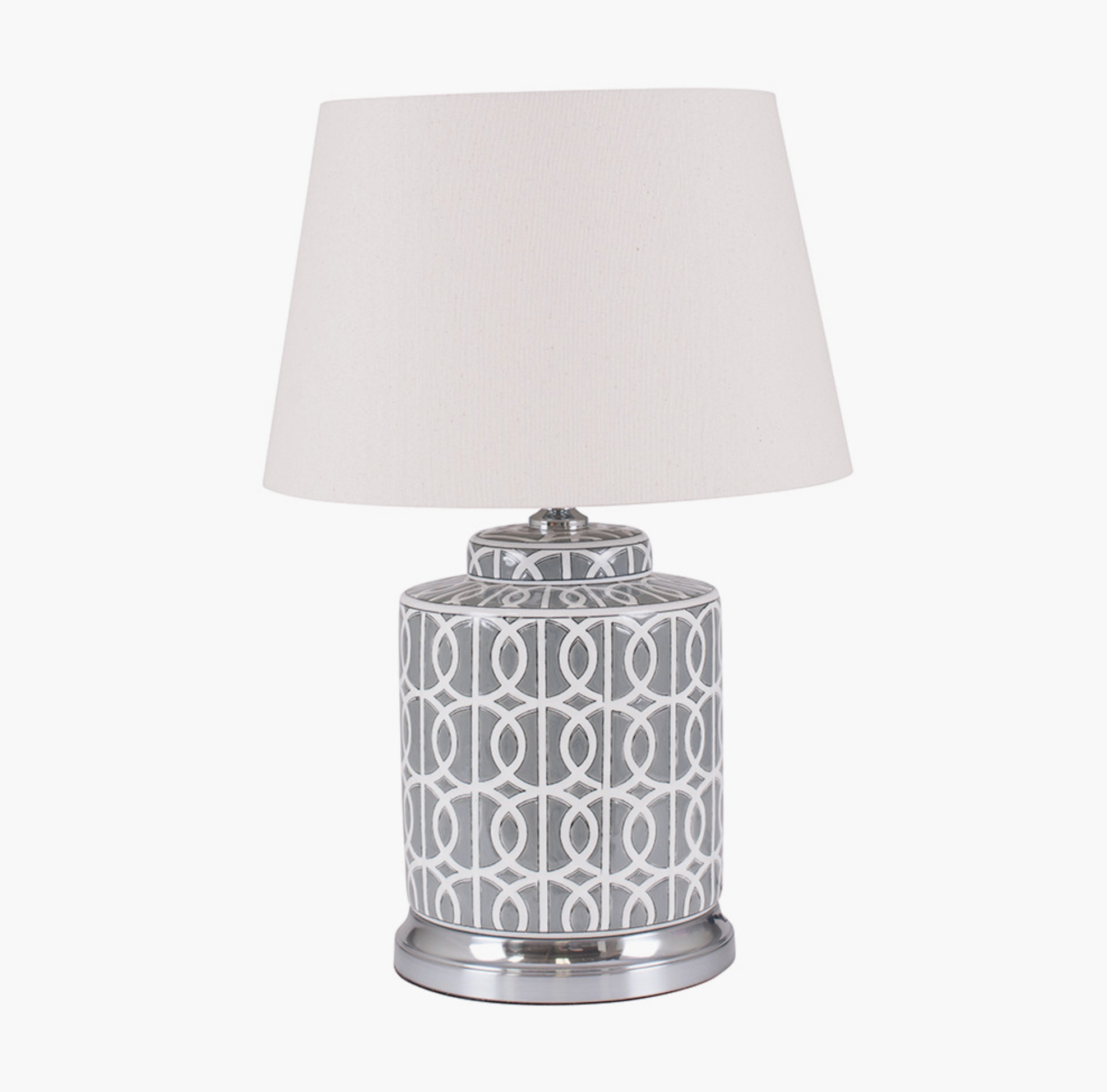 Aris Grey and White Geo Pattern Table Lamp