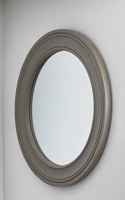 Washed Grey Wood Round Wall Mirror Large 100cm dia