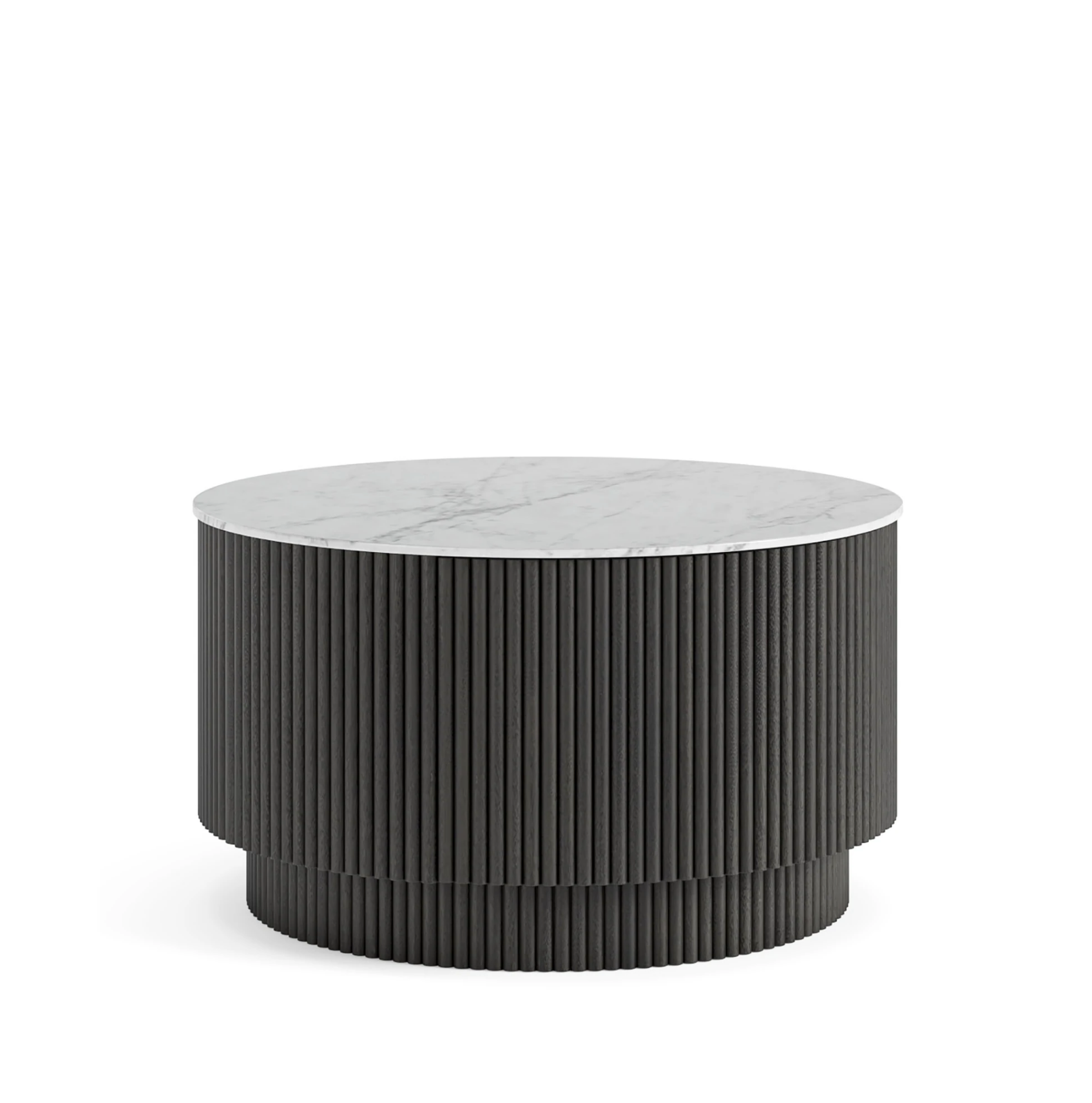 Lucas Mango & Marble Round Fluted Coffee Table