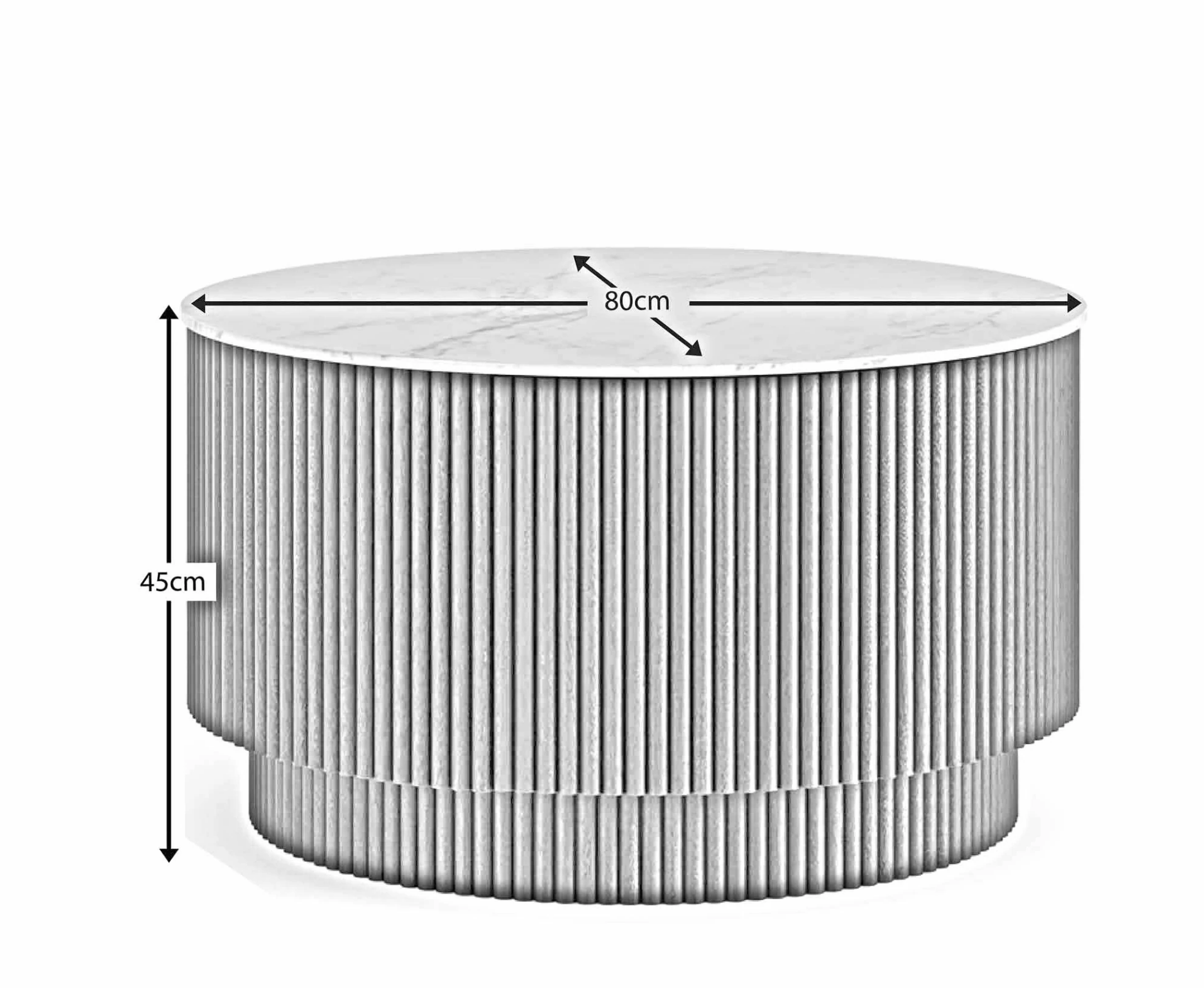 Lucas Mango & Marble Round Fluted Coffee Table
