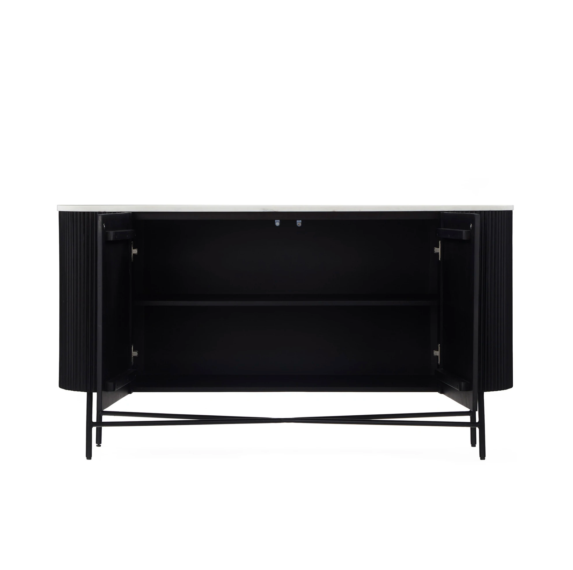 Lucas Black  Mango & Marble Large Fluted Sideboard
