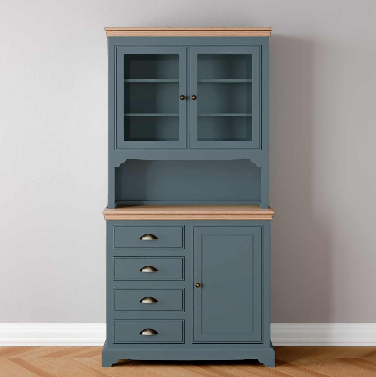 1 Door 4 Drawer Glazed Dresser